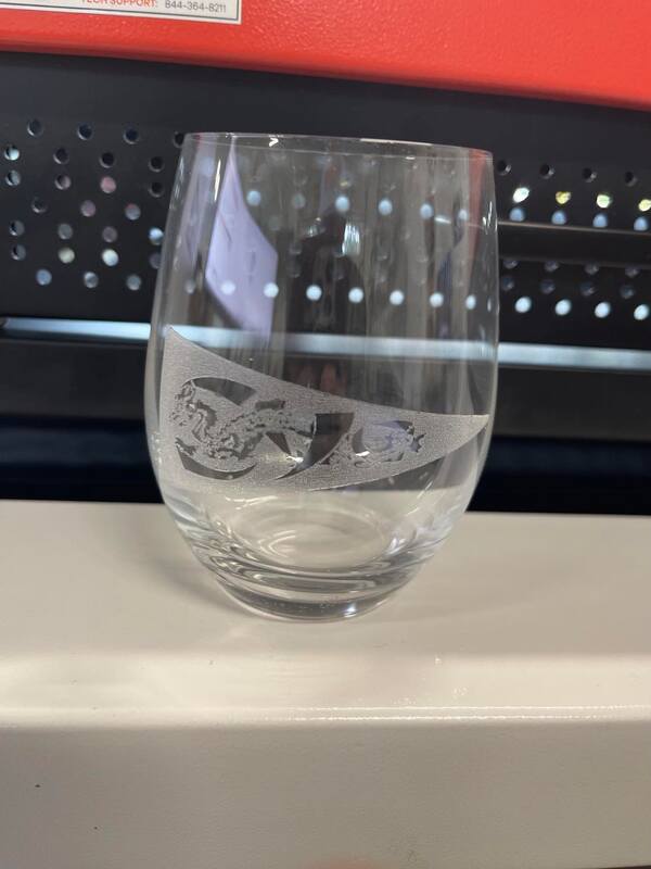 laser etched champagne glass