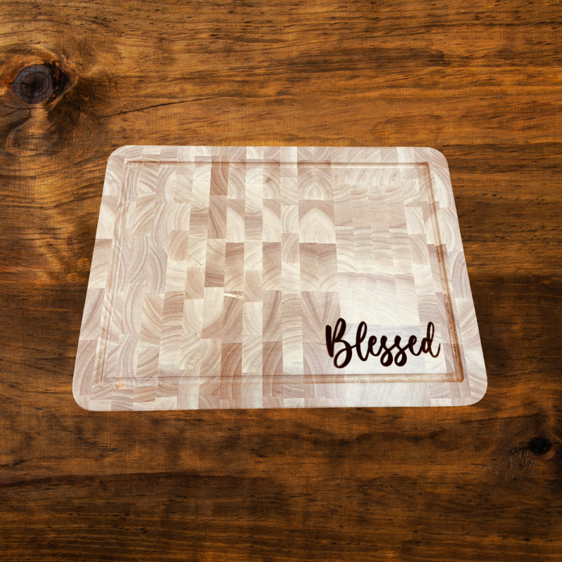 custom "Blessed" cutting board
