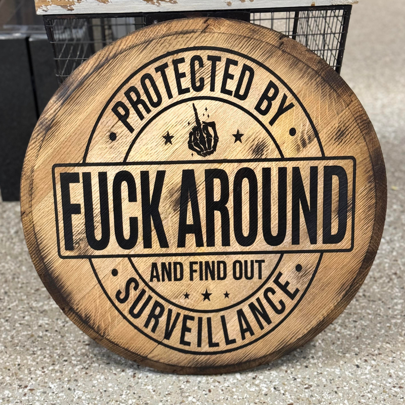 Protected by Fuck Around and Find Out Surveillance sign