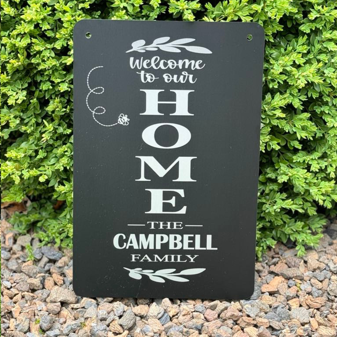welcome to our home aluminum hanging garden sign