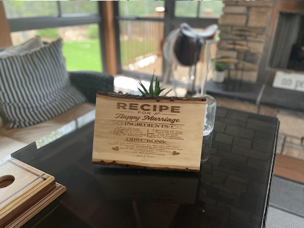 Recipe for a Happy Marriage timber block gift