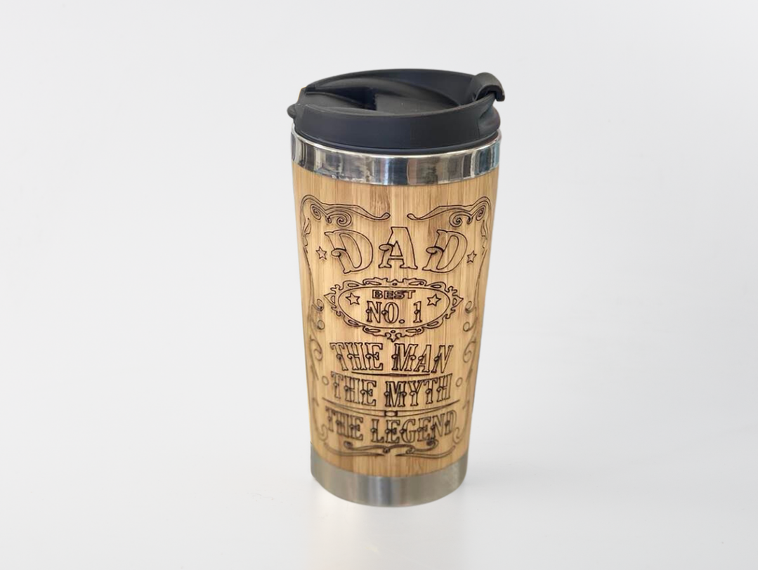laser burned Father's Day wood tumbler