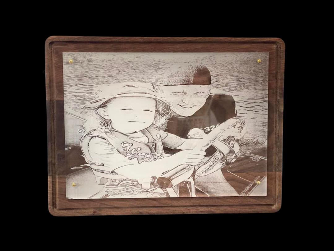wood etched photograph tray