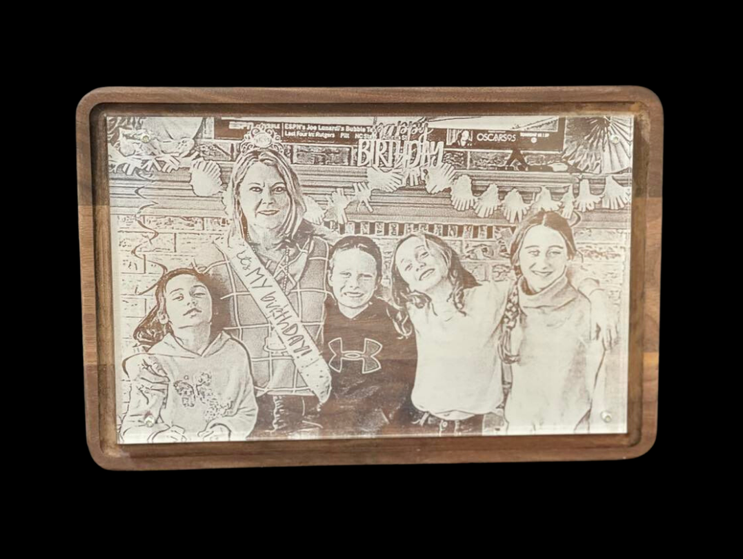 custom laser wood etched photograph