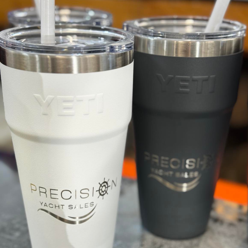 large yetis with straws engraved with corporate logo