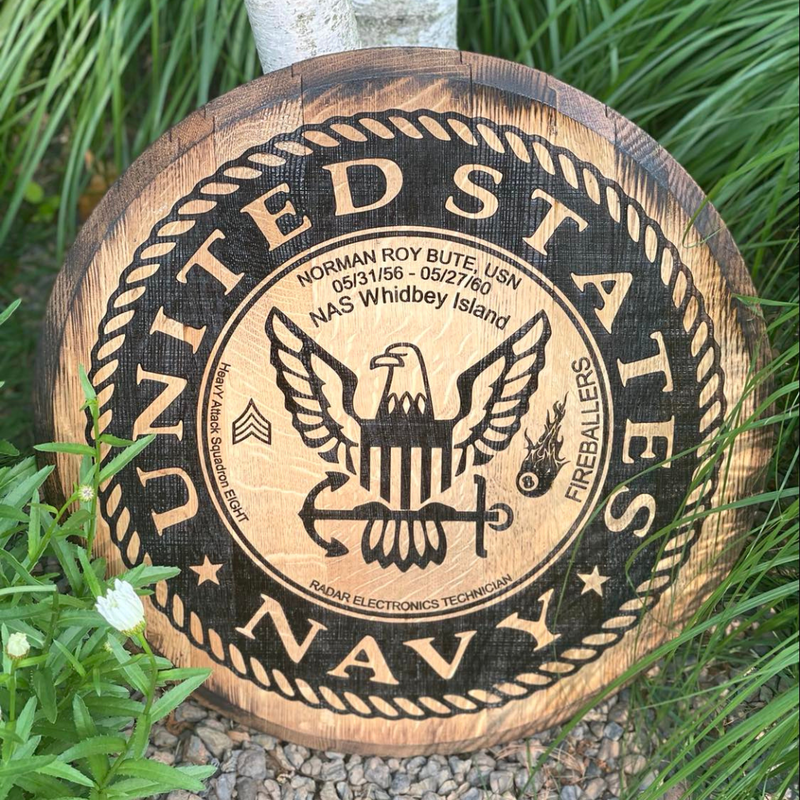 United States Navy Memorial on whiskey barrel head