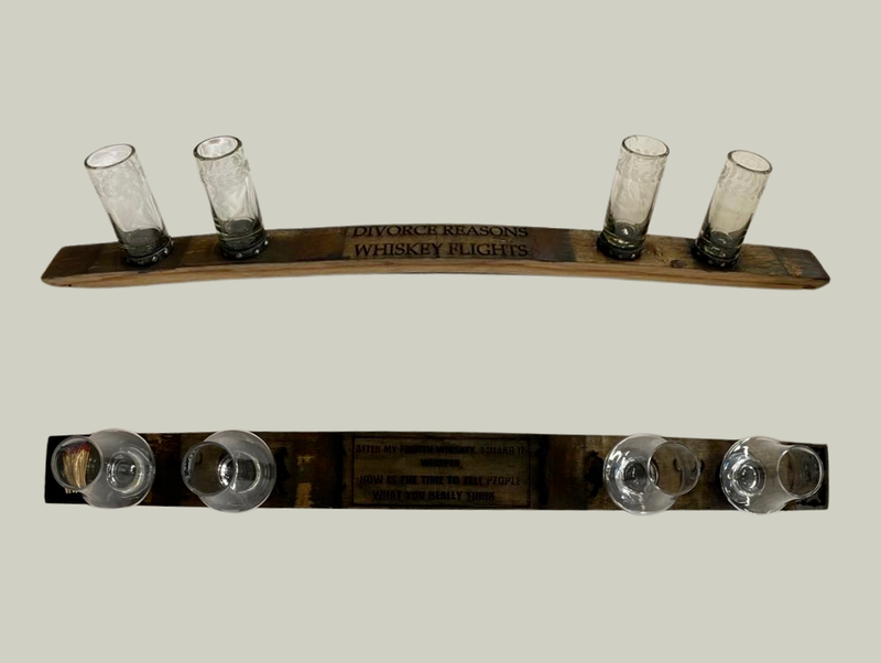 engraved whiskey barrel lid flight